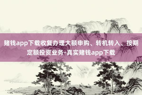 赌钱app下载收复办理大额申购、转机转入、按期定额投资业务-真实赌钱app下载